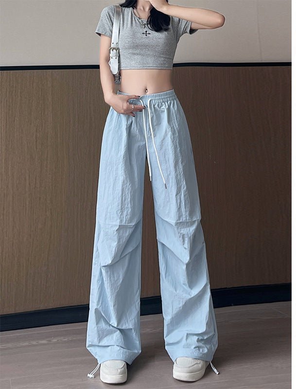 Dopamine overalls women's pants women's summer American casual quick - drying pants straight wide - leg pants high - waisted sweatpants - Negative Apparel