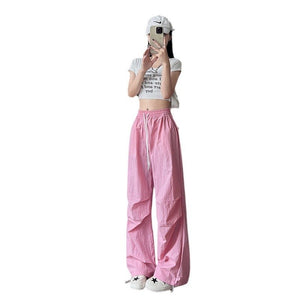 Dopamine overalls women's pants women's summer American casual quick - drying pants straight wide - leg pants high - waisted sweatpants - Negative Apparel
