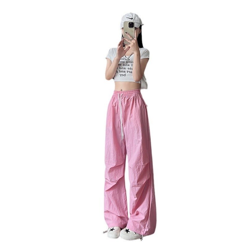 Dopamine overalls women's pants women's summer American casual quick - drying pants straight wide - leg pants high - waisted sweatpants - Negative Apparel