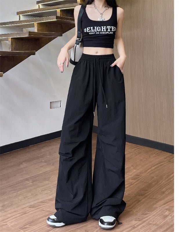 Dopamine overalls women's pants women's summer American casual quick - drying pants straight wide - leg pants high - waisted sweatpants - Negative Apparel