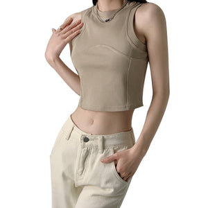 Dopamine Wear Splicing Sleeveless I - shaped Sports Vest Women's Inner Summer Short Slim - fit Outer Suspender Top - Negative Apparel