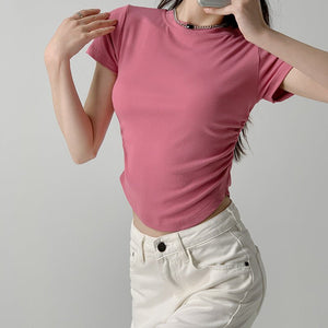 Dopamine wears a round neck short - sleeved T-shirt for women's short slim - fitting summer inner top and outer Spice Girl bottoming shirt tide - Negative Apparel