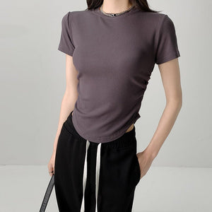 Dopamine wears a round neck short - sleeved T-shirt for women's short slim - fitting summer inner top and outer Spice Girl bottoming shirt tide - Negative Apparel