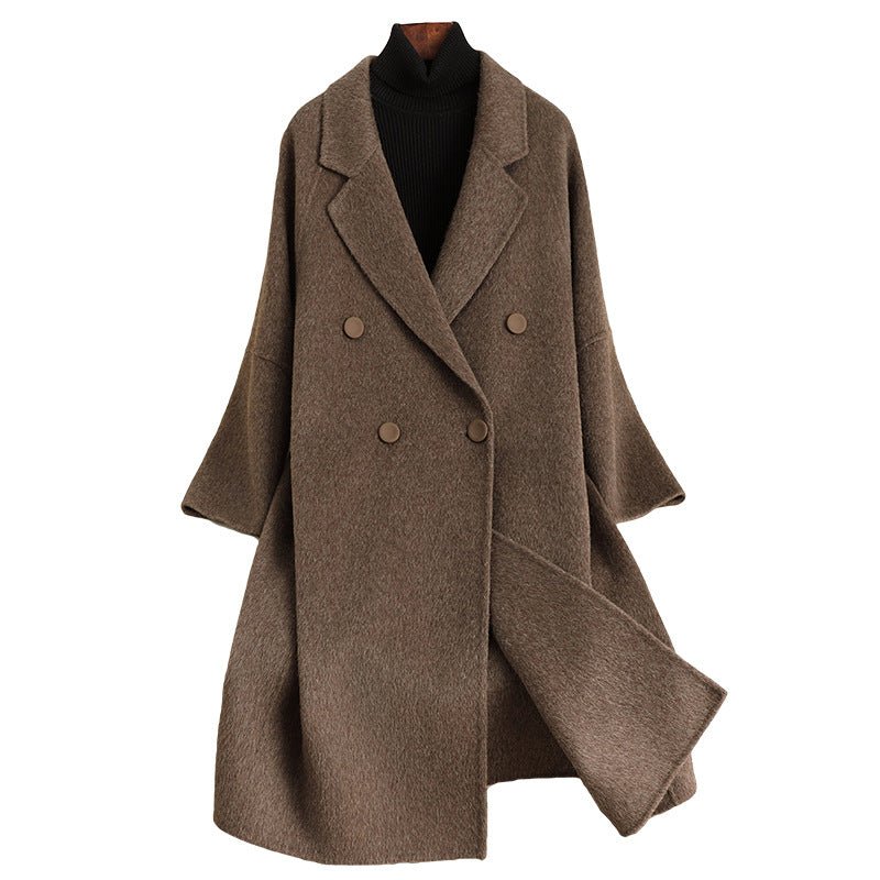 Double - sided wool coat women's medium and long 2025 autumn and winter new cocoon high - end woolen coat - Negative Apparel
