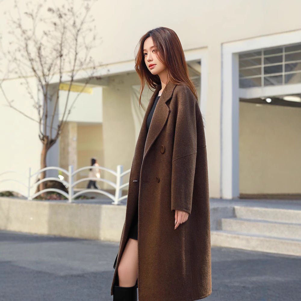 Double - sided wool coat women's medium and long 2025 autumn and winter new cocoon high - end woolen coat - Negative Apparel