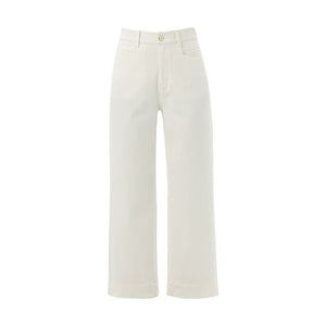 Drape pear - shaped body nine - point straight hemp jeans women's new fashion commuter versatile casual pants - Negative Apparel