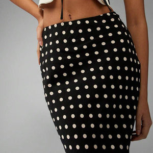 ebay skirt 2025 summer an and n temperament slim polka dot one - step skirt midi skirt for women - Negative Apparel