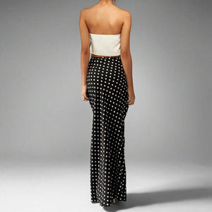 ebay skirt 2025 summer an and n temperament slim polka dot one - step skirt midi skirt for women - Negative Apparel
