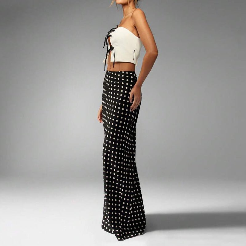 ebay skirt 2025 summer an and n temperament slim polka dot one - step skirt midi skirt for women - Negative Apparel