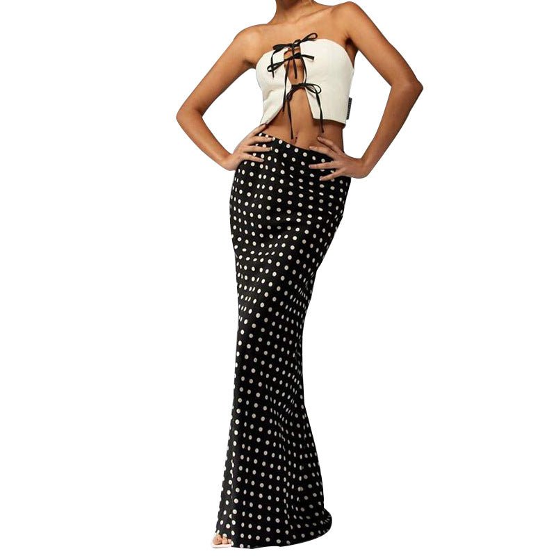 ebay skirt 2025 summer an and n temperament slim polka dot one - step skirt midi skirt for women - Negative Apparel