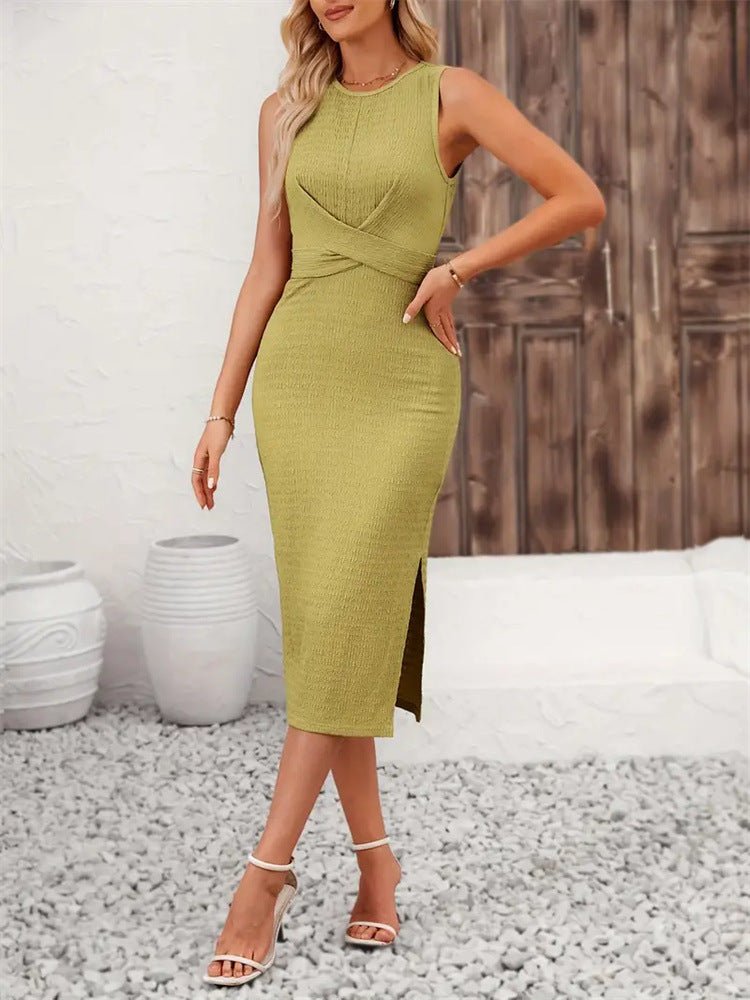 Elastic tight twisted tie bow sleeveless dress summer Elastic tight twisted tie bow sleeveless dress summer