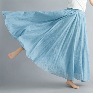 Elastic waist linen A - shaped skirt, long solid color skirt - Negative Apparel