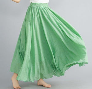 Elastic waist linen A - shaped skirt, long solid color skirt - Negative Apparel