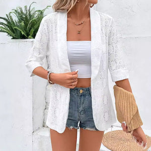 Elegant color bud + 7 - point sleeve turn + Hugh + West + women's coat - Negative Apparel