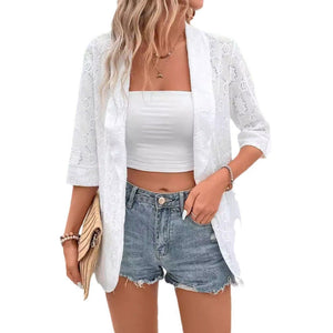 Elegant color bud + 7 - point sleeve turn + Hugh + West + women's coat - Negative Apparel