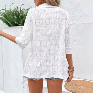 Elegant color bud + 7 - point sleeve turn + Hugh + West + women's coat - Negative Apparel