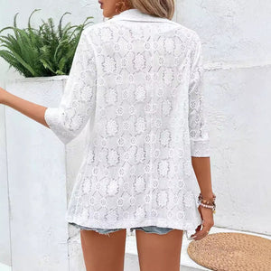 Elegant color bud + 7 - point sleeve turn + Hugh + West + women's coat - Negative Apparel