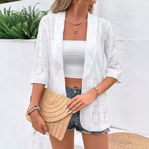 Elegant color bud + 7 - point sleeve turn + Hugh + West + women's coat - Negative Apparel