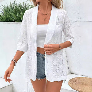 Elegant color bud + 7 - point sleeve turn + Hugh + West + women's coat - Negative Apparel