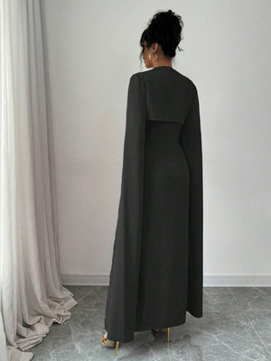 Elegant Elegant Short Jacket With Split Long Sleeves, Fitted Waist Party Dress Suit With Dress For Women - Negative Apparel