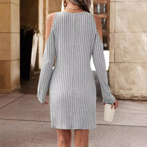 Elegant intellectual style women's dress autumn and winter new high - waisted V - neck short skirt women - Negative Apparel