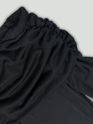 Elegant Knitted Off Shoulder Ribbed Top + Women Graceful Casual Versatile Leopard Print Satin Skirt - Negative Apparel