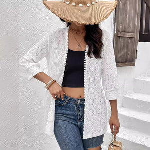 Elegant lace spliced lace cardigan with women's jacket top and women's clothing - Negative Apparel