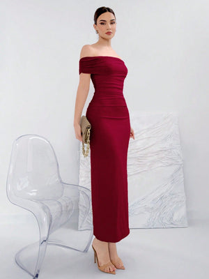 Elegant Ruched Off - Shoulder Bodycon Dress For Summer - Negative Apparel