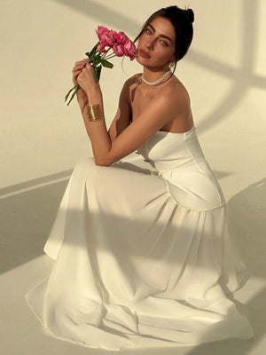 Elegant Simple Commuter Romantic Big Flare Skirt With Camisole Vest Top - Negative Apparel