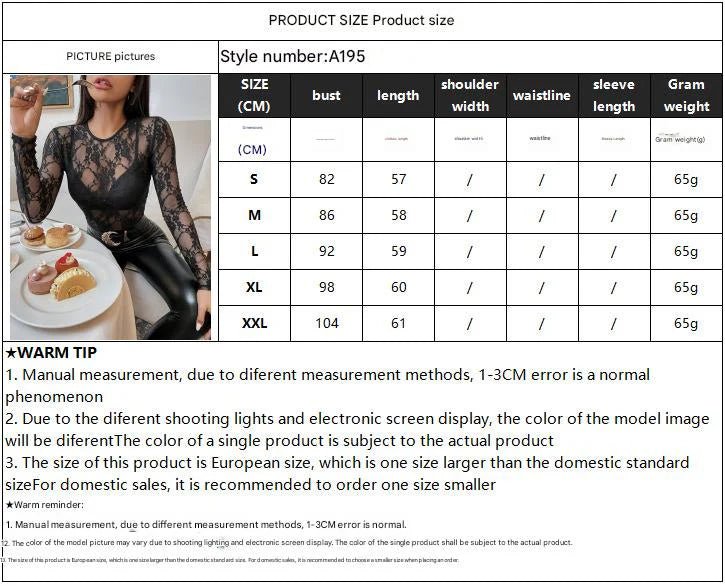 Elegant single - layer lace bra - free slim - fitting and thin round neck T-shirt long - sleeved top - Negative Apparel