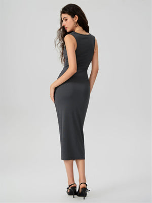 Elegant sxy knitted small pit design pleated waist slimming bodycon dress - Negative Apparel