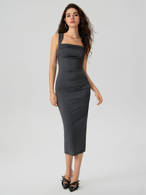 Elegant sxy knitted small pit design pleated waist slimming bodycon dress - Negative Apparel