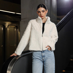 Elegant White Fur Short Coat for Women | Temperament Commuter Korean Style - Negative Apparel
