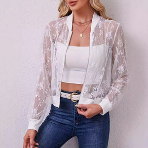 Elegant women's Bud - splicing zipper front - style Hugh jacket - Negative Apparel