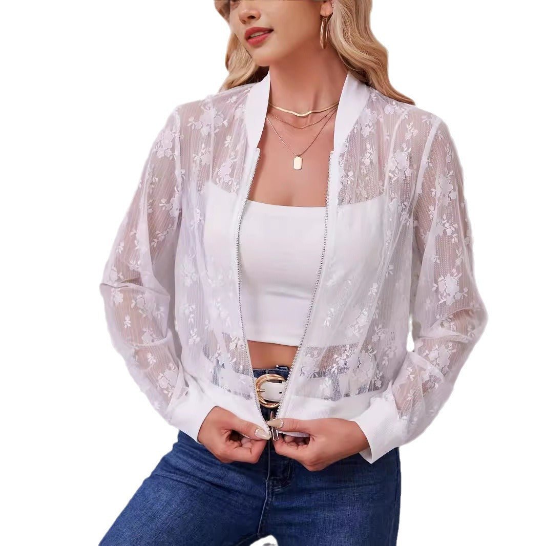 Elegant women's Bud - splicing zipper front - style Hugh jacket - Negative Apparel