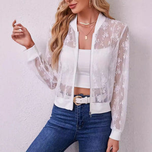 Elegant women's Bud - splicing zipper front - style Hugh jacket - Negative Apparel