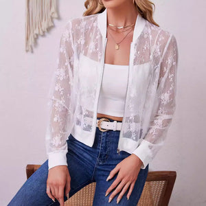 Elegant women's Bud - splicing zipper front - style Hugh jacket - Negative Apparel