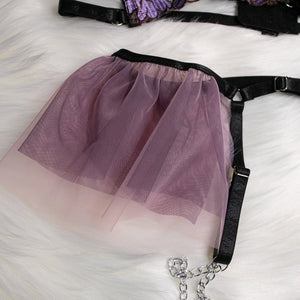 Embroidered flowers gathered cute metal pendant four - piece set - Negative Apparel