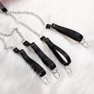 Embroidered flowers gathered cute metal pendant four - piece set - Negative Apparel