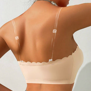 European and American cross - border front buckle seamless strapless tube top underwear removable chest pad sexy gathering bra women's summer - Negative Apparel