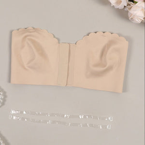 European and American cross - border front buckle seamless strapless tube top underwear removable chest pad sexy gathering bra women's summer - Negative Apparel