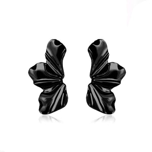 European and American retro exaggerated golden flower earrings simple temperament matte irregular petal earrings alloy earrings for women - Negative Apparel