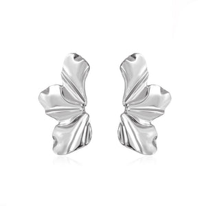 European and American retro exaggerated golden flower earrings simple temperament matte irregular petal earrings alloy earrings for women - Negative Apparel