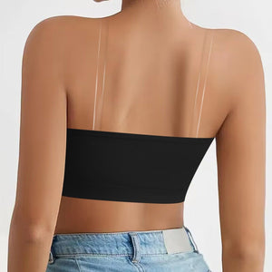 European and American sexy ice silk tube top, adjustable shoulder strap, underwear, summer thin seamless non - slip gathering four - piece set - Negative Apparel