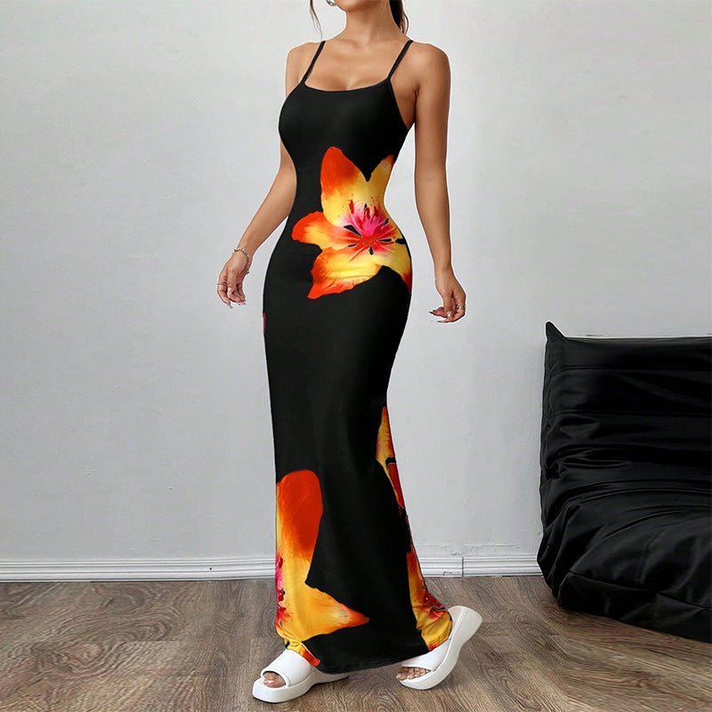 European and American style suspender dress tight hip wrap step dress - Negative Apparel