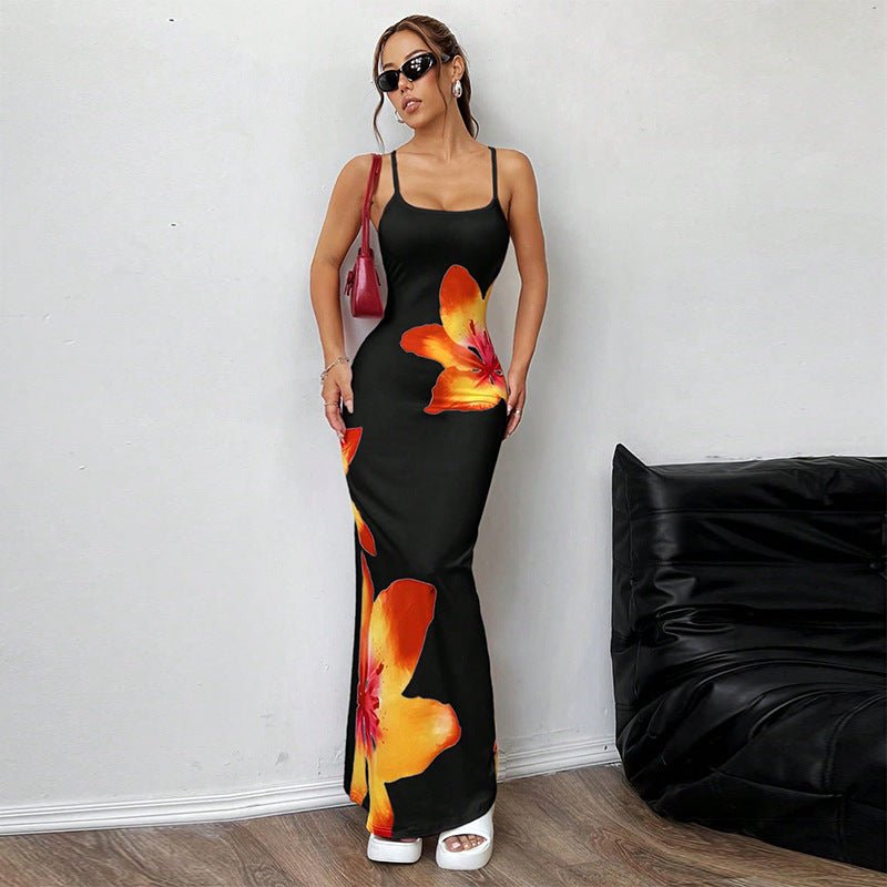 European and American style suspender dress tight hip wrap step dress - Negative Apparel