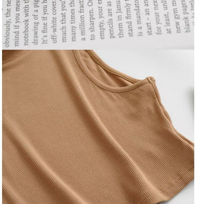 European and American summer new retro small high collar vest women's elastic slim fit short style navel - exposed sleeveless sports top - Negative Apparel