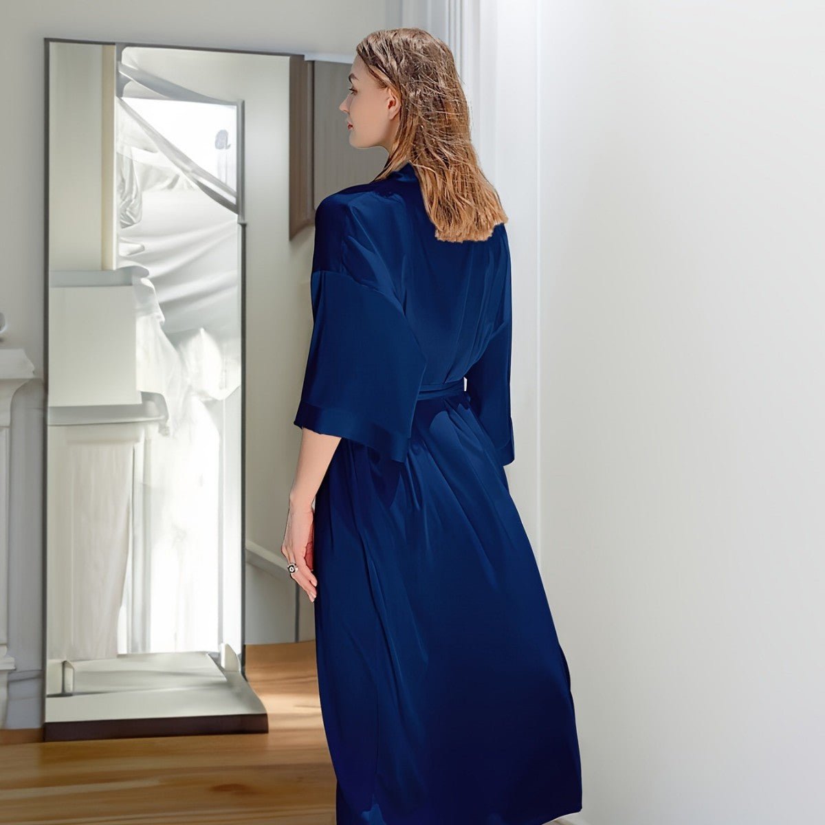 European and Americanice silk pajamas women's home leisure long pajamas women's bathrobes loungewear WP3200 - Negative Apparel