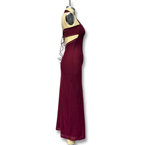 European women's halter neck slim stitching exposed backpack bodycon dress - Negative Apparel