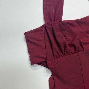 European women's halter neck slim stitching exposed backpack bodycon dress - Negative Apparel